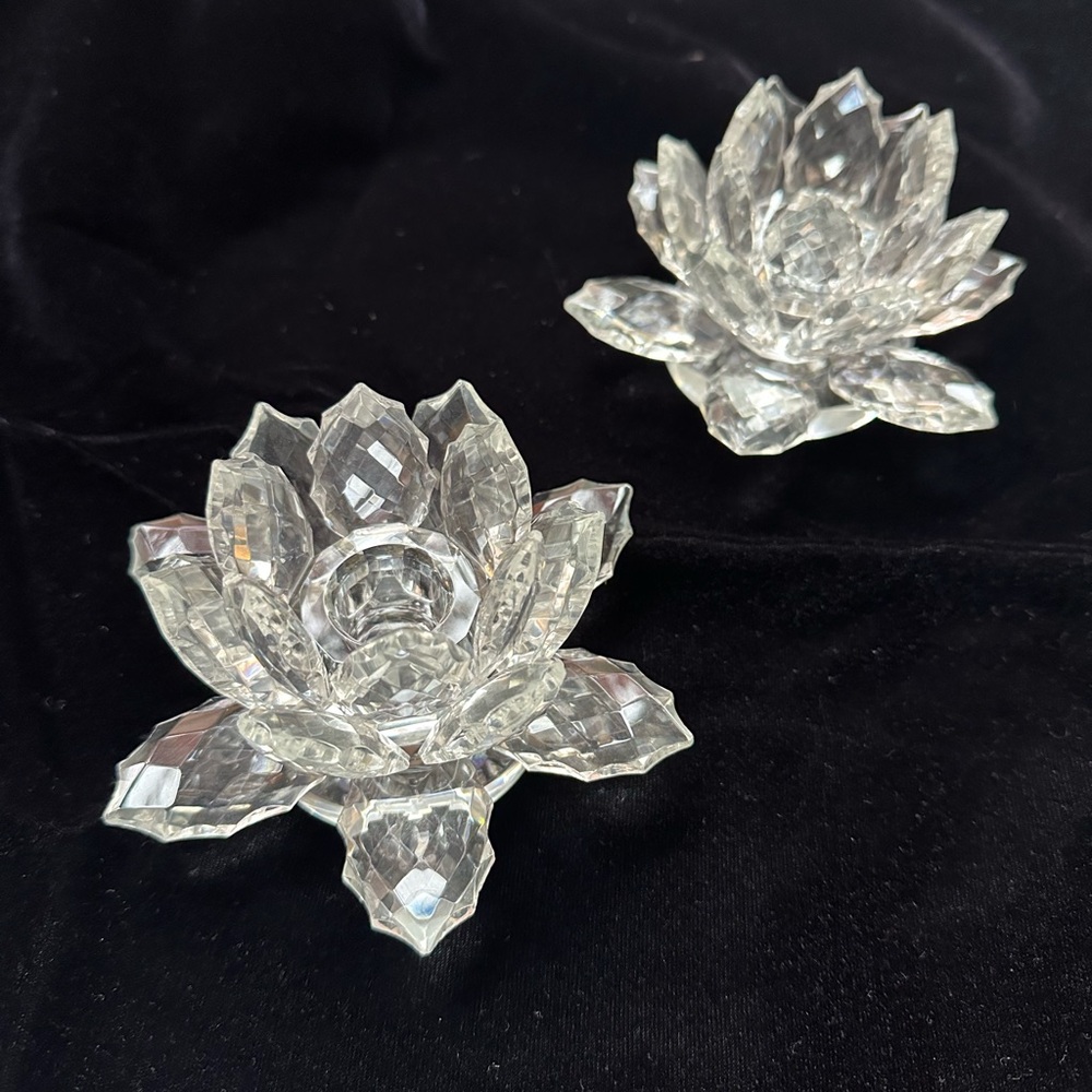 Crystal Lotus Candle Holders